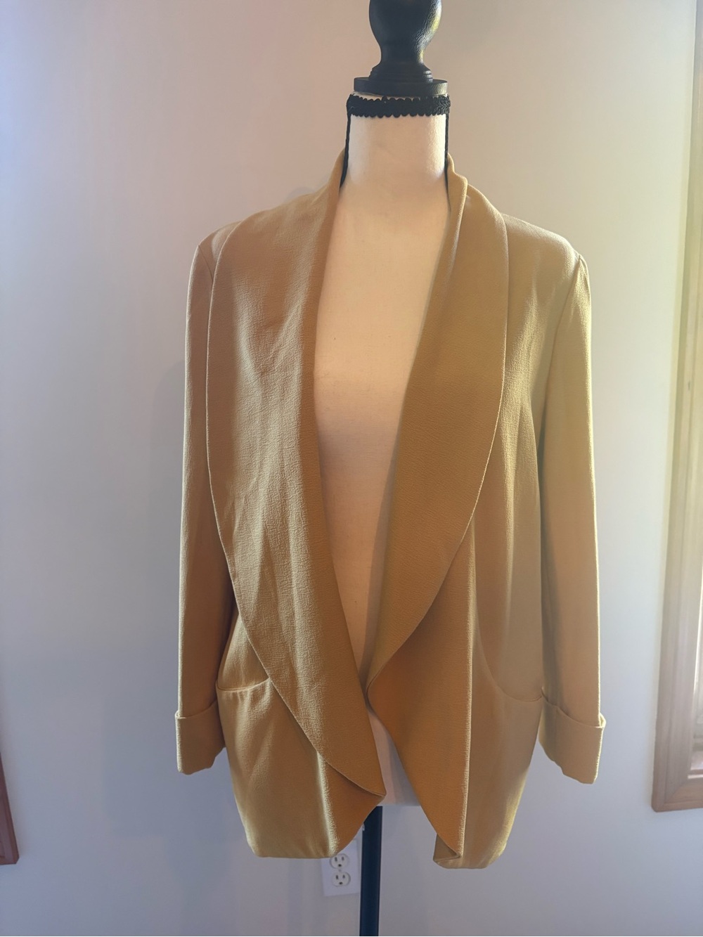 Bar III Mustard Open-Front Shawl Collar Blazer